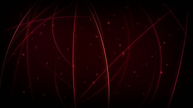 A mesmerizing display of crimson threads weaving gracefully across the dark expanse while glowing particles float gently through the air creating a mysterious atmosphere