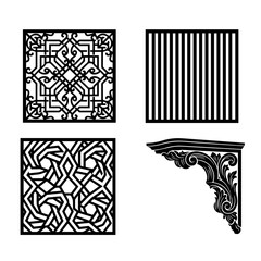 Set of decorative square patterns and architectural corbel vector with ornament © awal