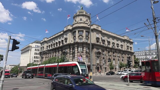 Government of Serbia Building and Traffic in Belgrade