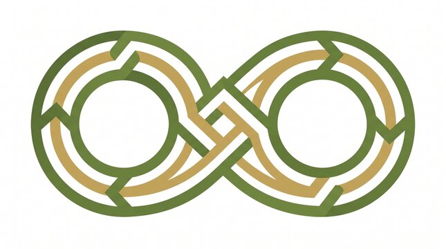 Abstract Infinity Loop Made Of Interlocking Green Arrows Illustration