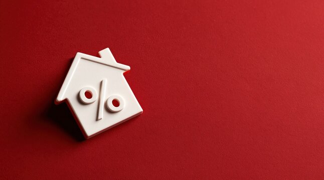 White house icon with percentage sign on red background