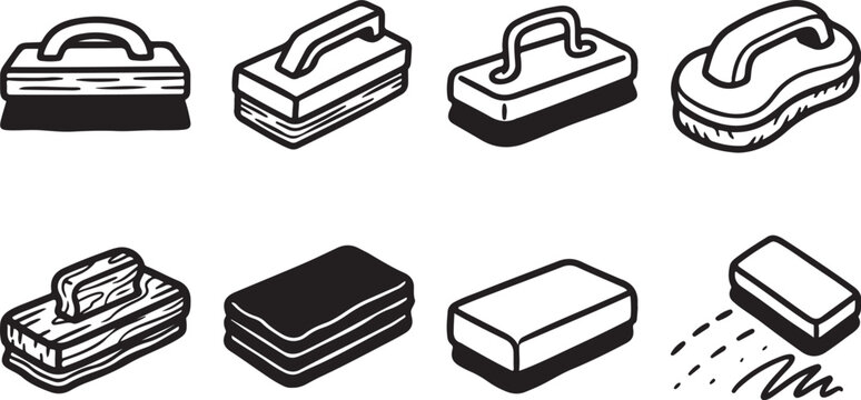 Flat pack of cleaning tools and sponges