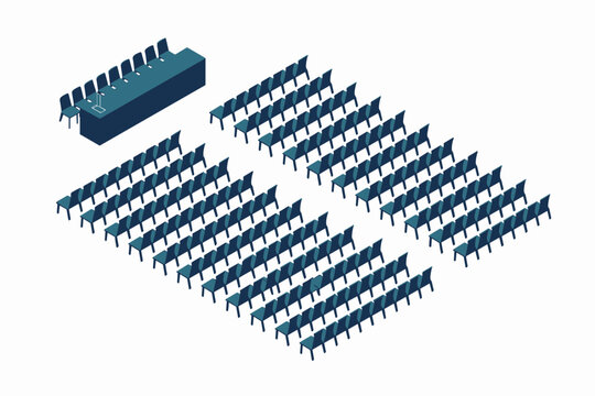 Conference room seating arrangement with podium