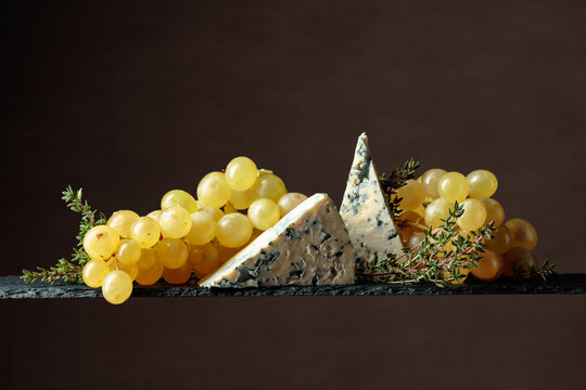 Grapes with blue cheese and thyme.