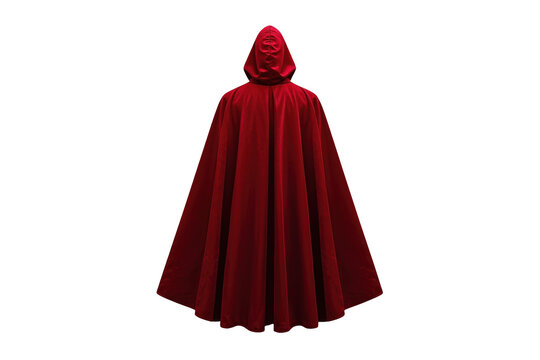 Red hooded cloak with flowing cape