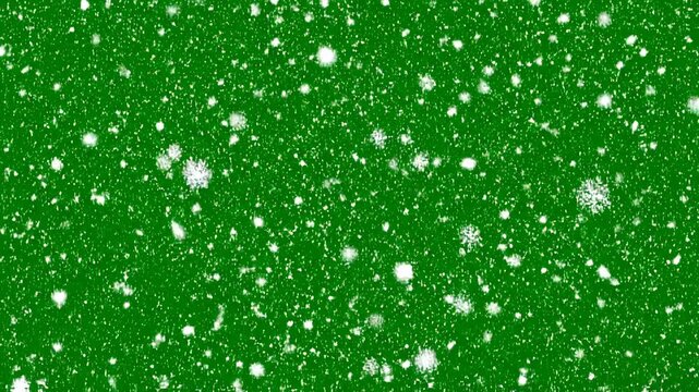 Abstract Green Background with Falling Snowflakes and Copy Space for Holiday Messages