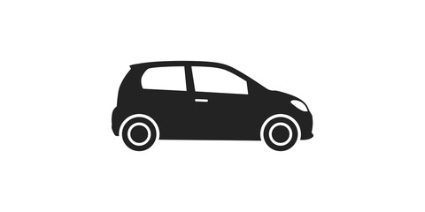 Fototapeta premium Compact black car silhouette on transparent background, representing urban mobility, personal transport, and rental services.