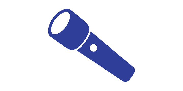 Blue flashlight icon illuminated for navigation and safety, graphic resource.