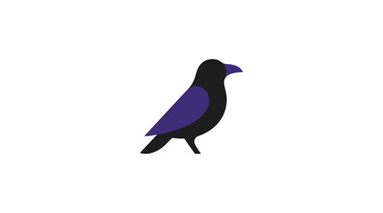 Naklejka premium Black raven silhouette side profile.