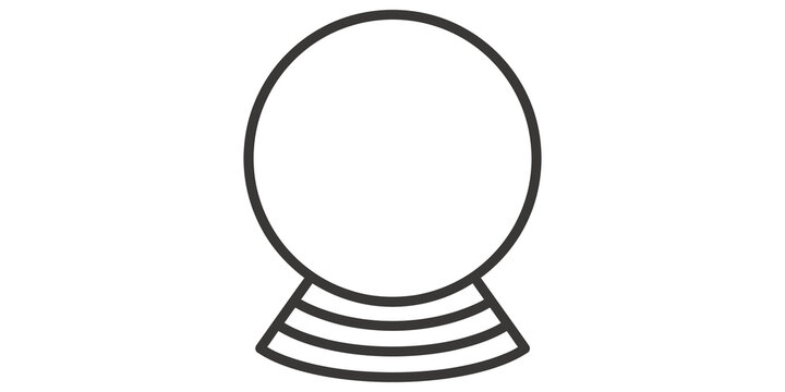 Minimalist crystal ball line icon with black base for divination or fortune telling concepts.