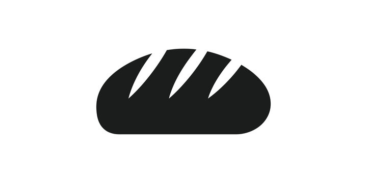 Black silhouette bread loaf icon on transparent background for bakery food and grocery store advertising.
