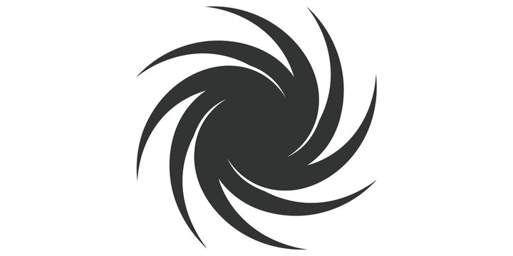 Abstract black spiral whirlpool swirl icon representing wind power hurricane or galaxy motion for dynamic layouts.