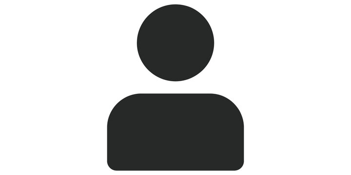Minimalist black person profile silhouette icon isolated on transparent background for user account interface design.