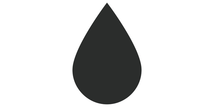 Black water drop silhouette icon symbol for plumbing environment or healthcare concept designs.
