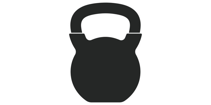 Black kettlebell icon illustration representing fitness, workout, and physical training.