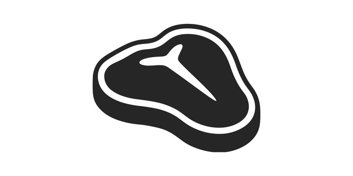 Black t-bone steak icon isolated on transparent background for butcher shop branding.