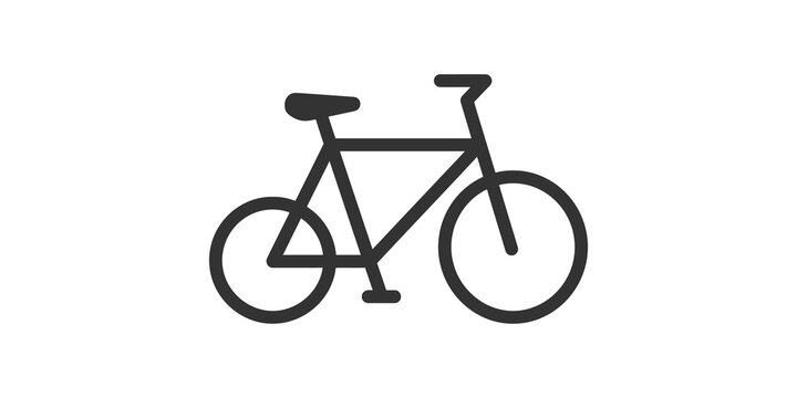 Black bicycle silhouette icon isolated on transparent background for sports and urban transport.