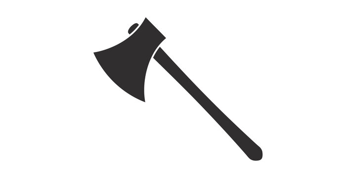 Dark grey axe icon with wooden handle design isolated on transparent background for rustic tools and outdoor survival gear concept.