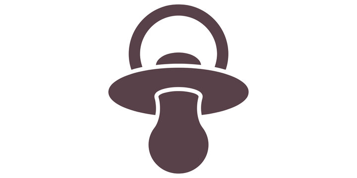 Brown baby pacifier icon for infant care and nursery supplies branding and web design projects.