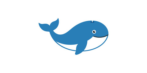Fototapeta premium Blue whale icon with simple design for marine life and ocean projects.