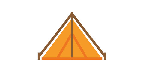 Orange camping tent illustration with brown support poles for outdoor adventure and tourism concepts. © 扁平化图标 