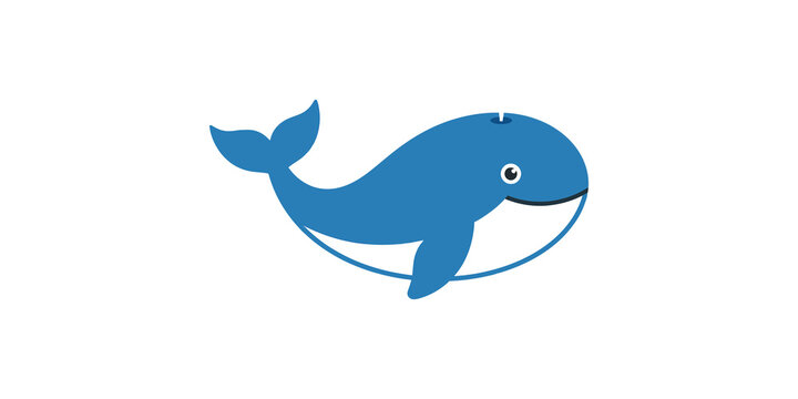 Blue whale icon with simple design for marine life and ocean projects.