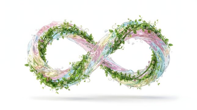 Green wreath made of eucalyptus leaves in infinity symbol