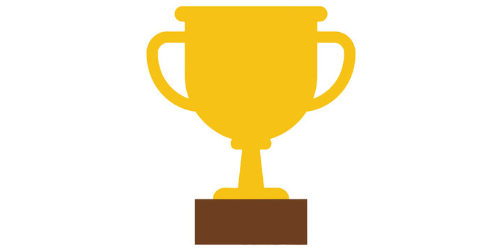 Golden trophy cup icon with brown base for victory and achievement recognition graphics.