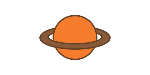 Cartoon planet with brown rings on transparent background. © 扁平化图标 