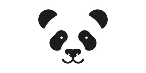 Black and white panda face vector illustration on transparent background for logo design and animal-themed projects. © 扁平化图标 