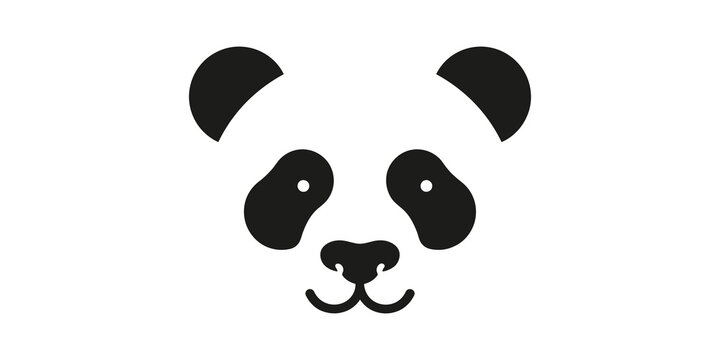 Black and white panda face vector illustration on transparent background for logo design and animal-themed projects.
