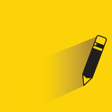 pencil icon with shadow on yellow background