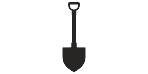 Black shovel icon for digging and excavation in construction or gardening. © 扁平化图标 