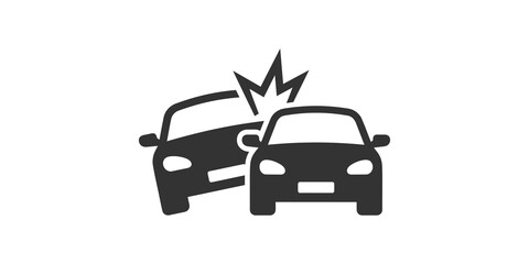 Fototapeta premium Car accident icon depicting head on vehicle collision for insurance and safety awareness.