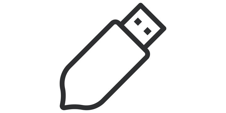 USB flash drive icon for file storage and digital connectivity design elements.