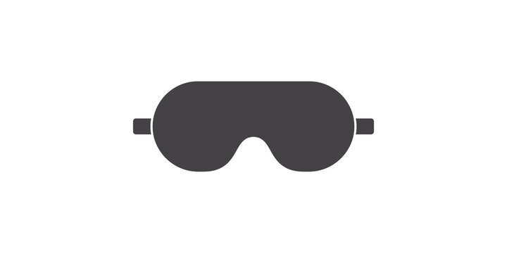 Sleep mask icon in black silhouette for travel comfort and relaxation health concepts.