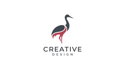 Naklejka premium Crane bird logo with design text.