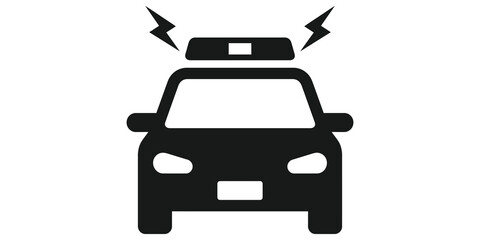 Police car with flashing lights for emergency and law enforcement response. © 扁平化图标 