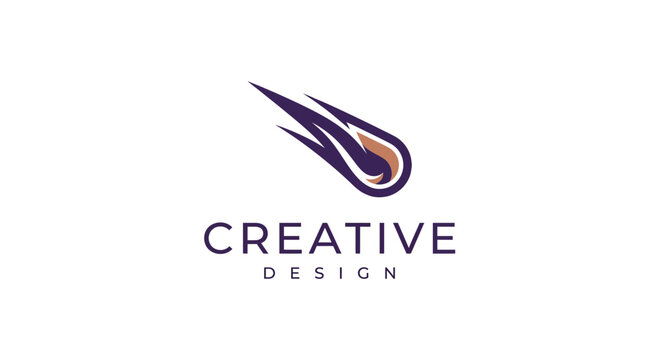 Creative comet logo design with text.