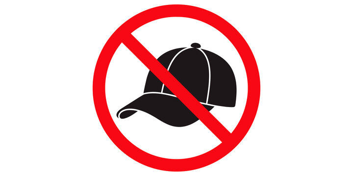 Black baseball cap with no symbol for prohibition and restriction rules.