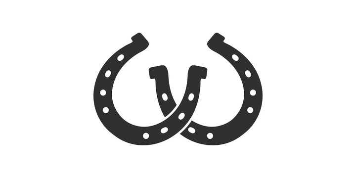 Interlocking horseshoes luck symbol icon for equestrian sports and western themed design projects.