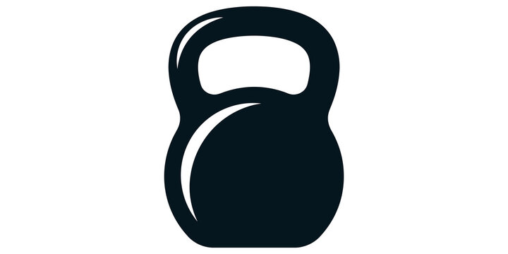 Black kettlebell workout icon isolated on transparent background for fitness and strength training graphics.