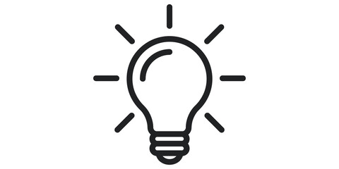 Glowing light bulb line icon representing creative ideas and innovation. © 扁平化图标 