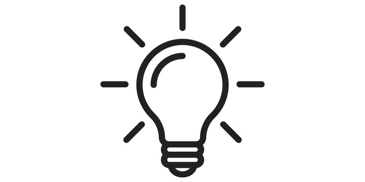 Glowing light bulb line icon representing creative ideas and innovation.