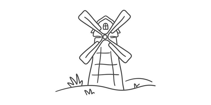 Rustic wooden windmill icon for farm and countryside landscape imagery.