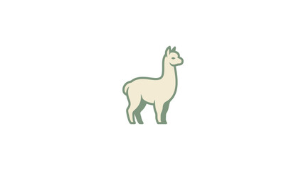 Naklejka premium Flat design standing alpaca animal icon.