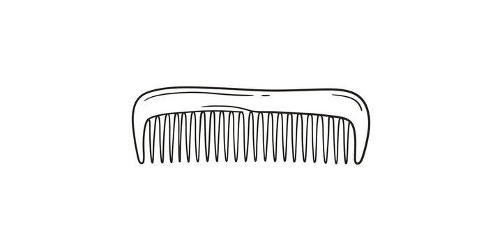 Hair comb sketch illustration for grooming and salon beauty care branding.