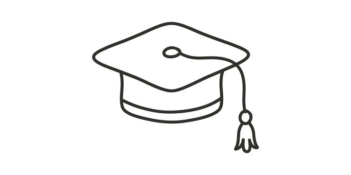 Classic graduation mortarboard cap outline for school commencement.