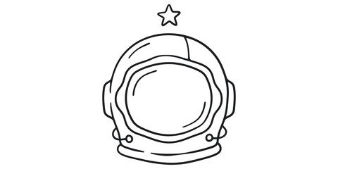 Outline astronaut helmet with star for space exploration or science. © 扁平化图标 