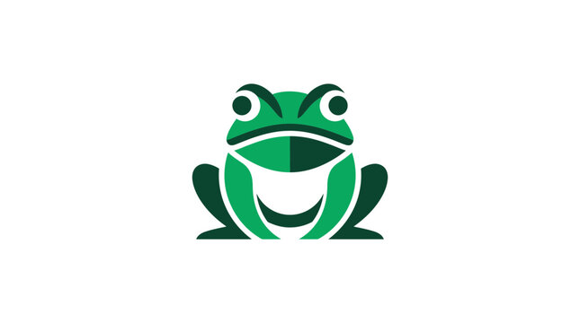 Geometric green frog face logo icon.